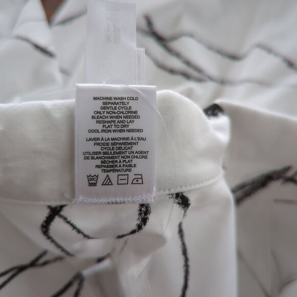 Wynne Layers long sleeve black white geometric high low Tunic button front sz XS - Picture 8 of 13